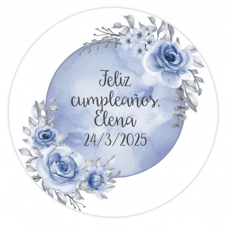 Etiqueta adhesiva fondo transparente 5cm personalizada para dedicatorias