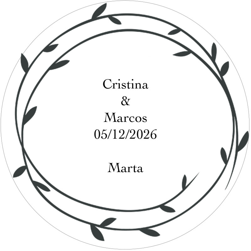 Etiqueta adhesiva personalizada para bodas y eventos 5cm transparente con nombre de invitado