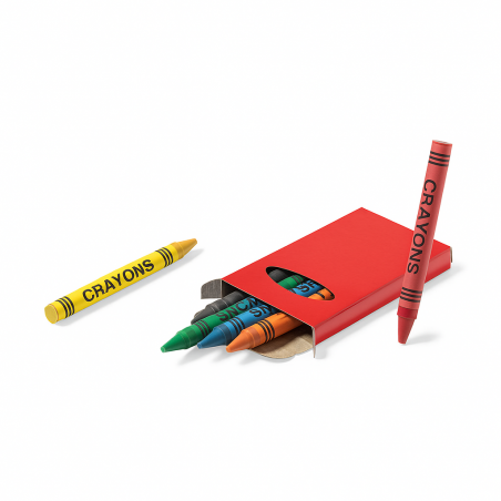 Caja de ceras roja personalizada con adhesivo niño comunión