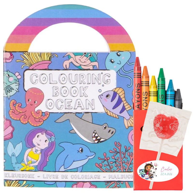 Detalles Infantiles Personalizados Gabby Gato Libro de colorear con pegatinas y ceras