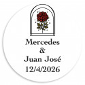 Etiqueta adhesiva 5cm personalizada boda con fondo transparente