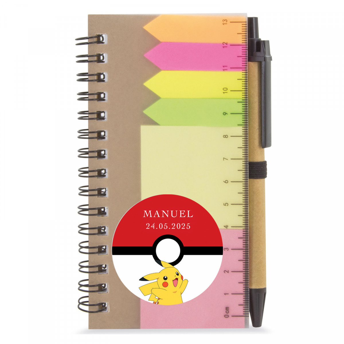 Libreta personalizada con adhesivo de 5cm pikachu