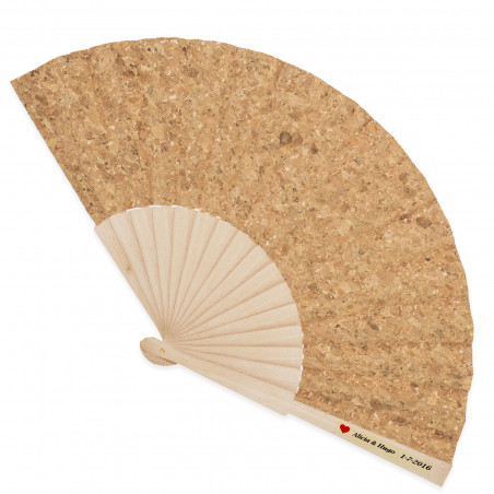 Abanico corcho personalizado para bodas