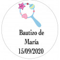 Adhesivo 3cm de bautizo personalizado para detalles