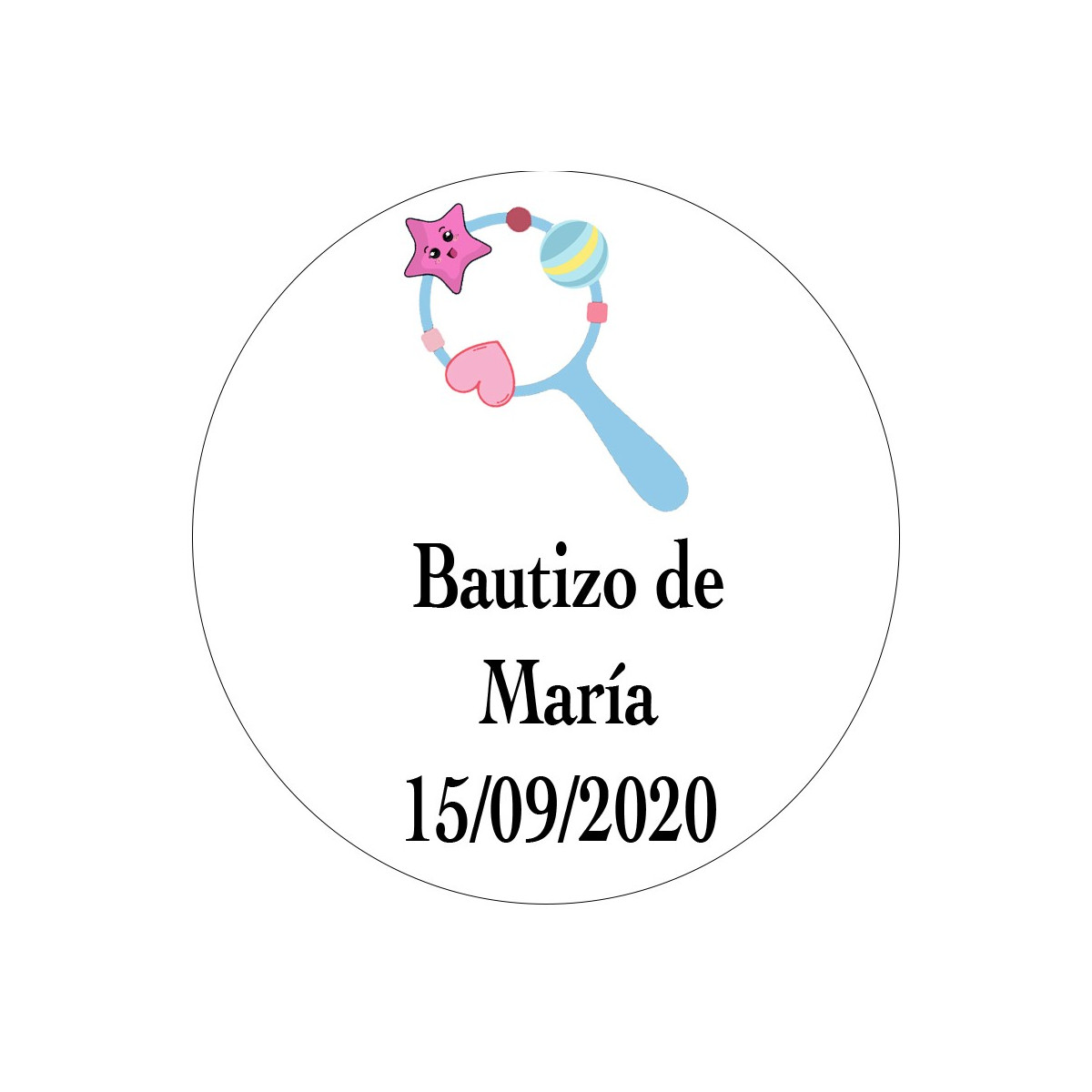 Adhesivo 3cm de bautizo personalizado para detalles