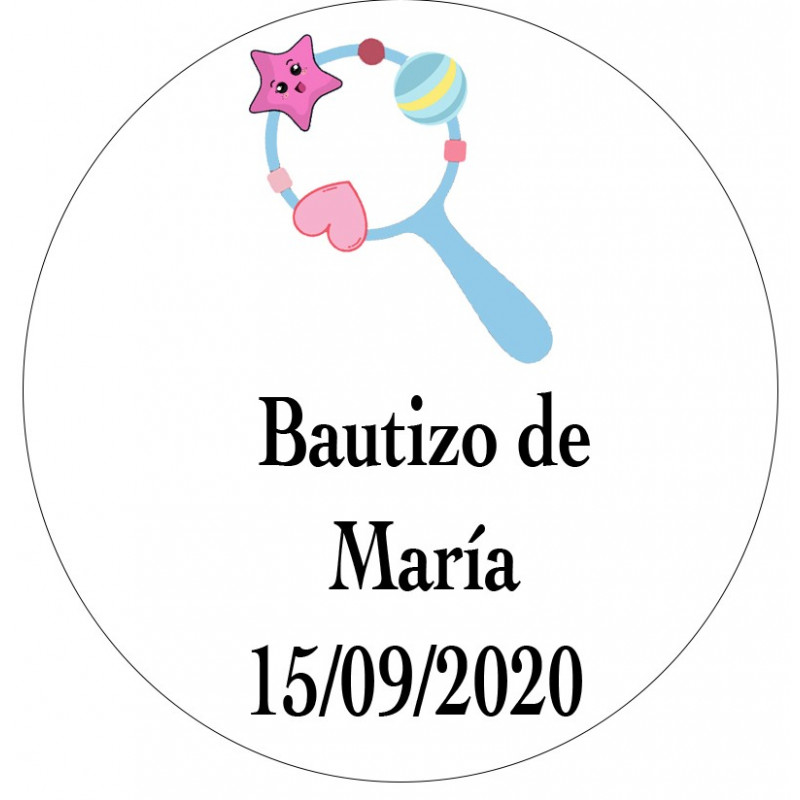 Adhesivo 3cm de bautizo personalizado para detalles