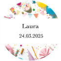 Adhesivo 3cm redondo cumpleaños personalizable