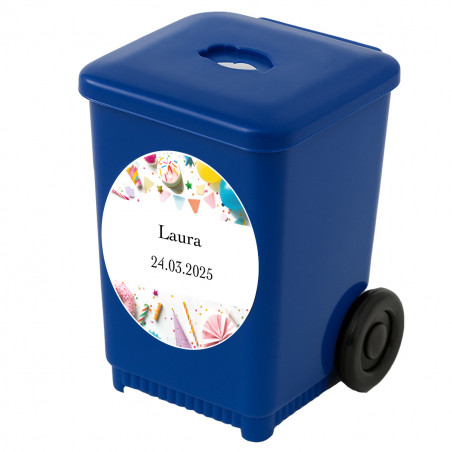 Sacapuntas con forma de contenedor azul personalizado