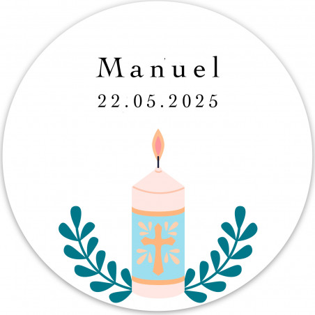 Adhesivo personalizado para bautizo o comunión 5cm