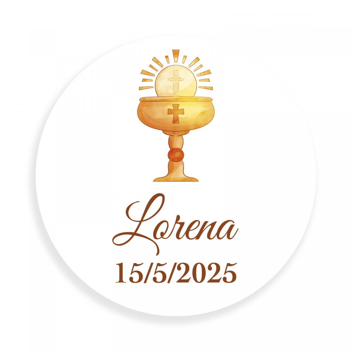 Etiqueta adhesiva comunión personalizada 5cm