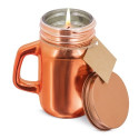 Vela en jarra de cristal personalizada con adhesivo para bautizo