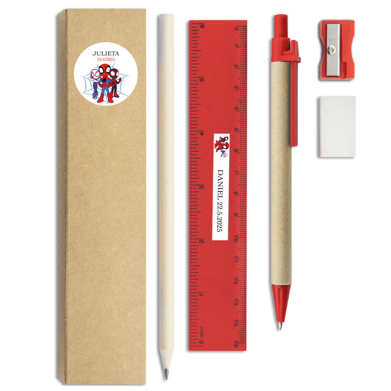 Set de escritura personalizado con adhesivos de spidey para regalos infantiles