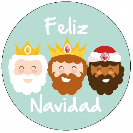Adhesivo reyes magos feliz navidad 5cm