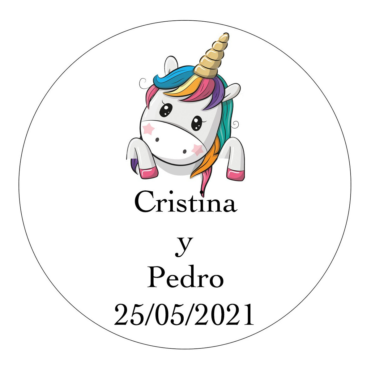 Etiquetas adhesivas personalizadas unicornio 5cm