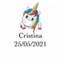Etiqueta adhesiva personalizada unicornio 5cm