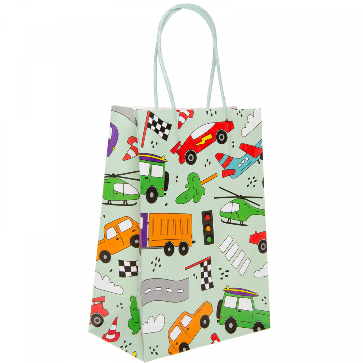 Bolsa de Papel con Vehículos de Carreras