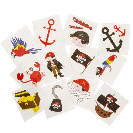 Divertidos Niños Tatuajes Piratas Pack 12 Unidades