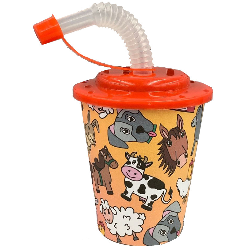 Vaso con Tapa y Pajita