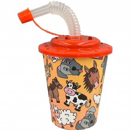 Vaso con Tapa y Pajita