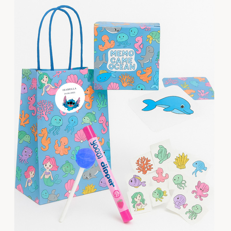 Stitch Detalles Personalizados Bolsa con Juego de Memoria, Chuches y Tatuajes