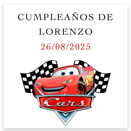 Cars con Bolsa Personalizados para Cumpleaños y Eventos