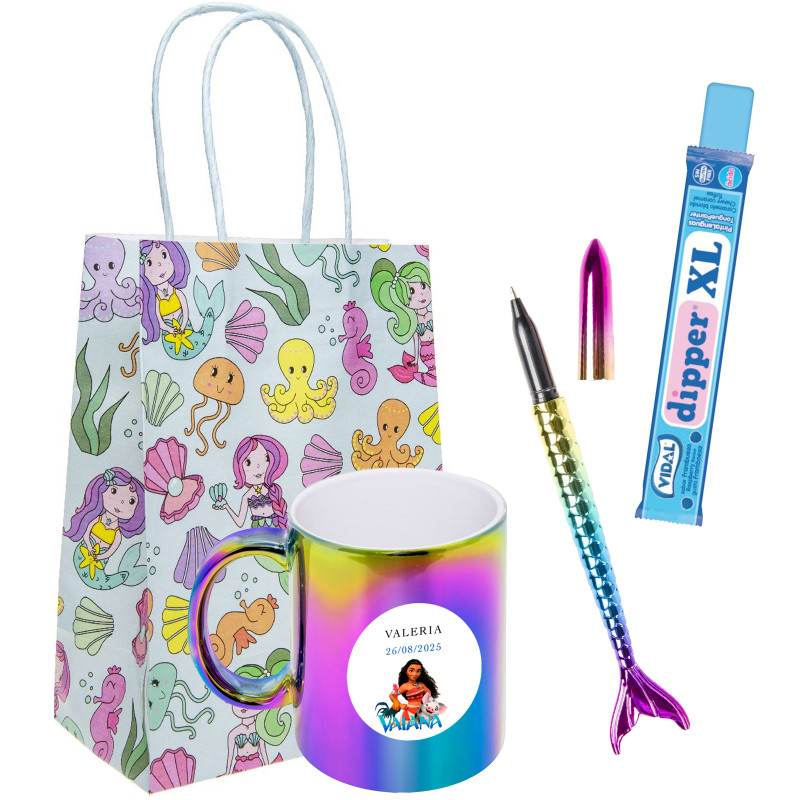 Vaiana Pack de Regalos Infantiles Taza, Bolígrafo y Caramelo