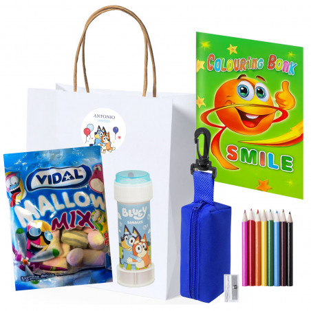 Bluey y Bingo Detalles de Niños para Regalar Libro de con Lápices Pompero y Nubes Dulces