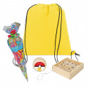 Pokemon Detalle Infantil con Mochila Amarilla Chuches y Juegos de Madera