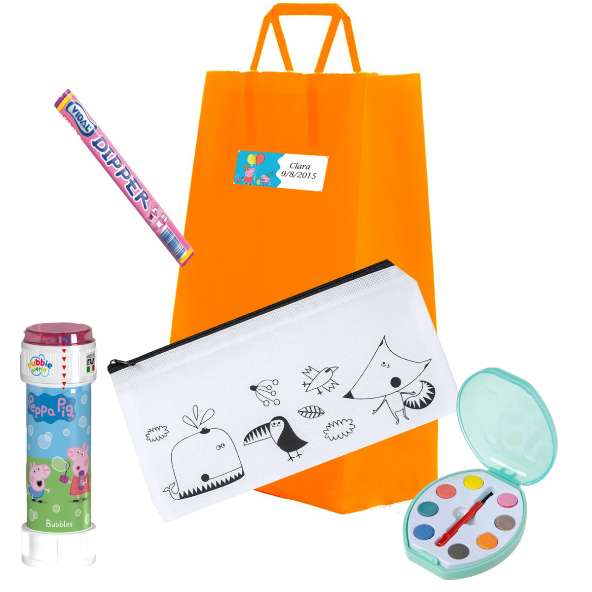 Peppa pig detalle infantil para regalar con pompero y estuche