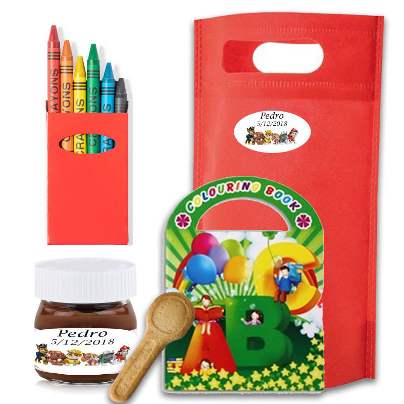 Patrulla canina bolsa sorpresa con nutella y galleta más libro con colores