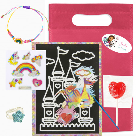 Gabby gato bolsa piñata niña con regalos y piruleta corazón rojo