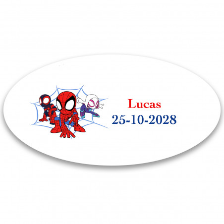Spidey y su súperequipo etiqueta adhesiva 4 5x2 2cm infantil