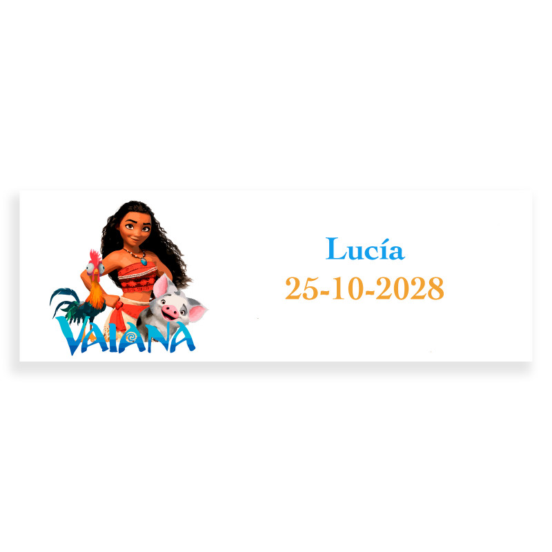Vaiana moana etiqueta adhesiva con texto para personalizar