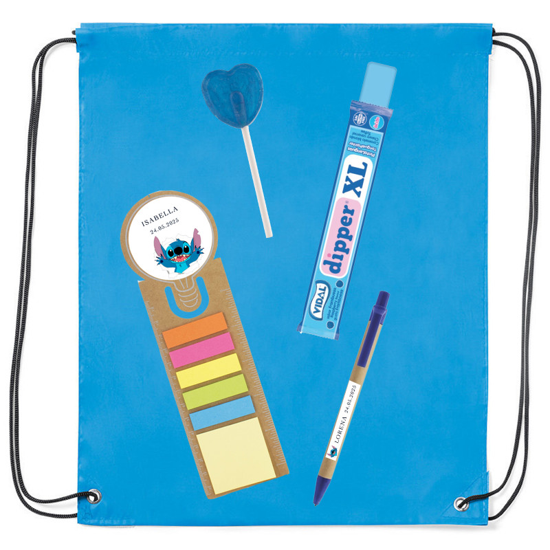 Stitch mochila infantil con papelería y chuches