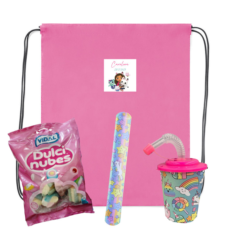 Gabby Gato detalle con mochila dulces y accesorios de unicornios