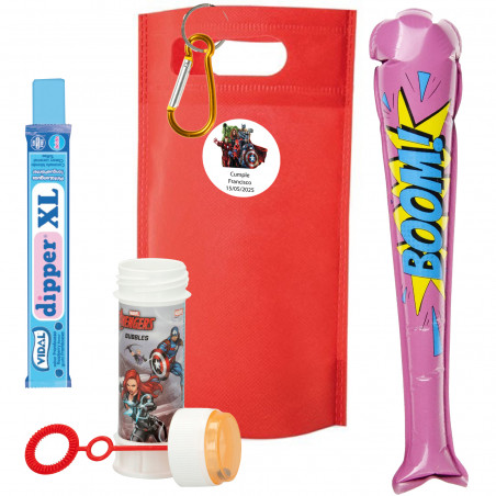 Avengers detalle infantil con pompero bate y chuche