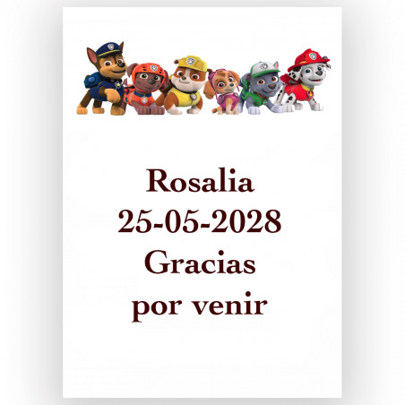 Patrulla Canina, adhesivo 5x7cm con fondo blanco para decoraciones