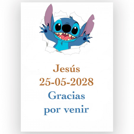 Stitch, adhesivo 7x5cm para personalizar con texto