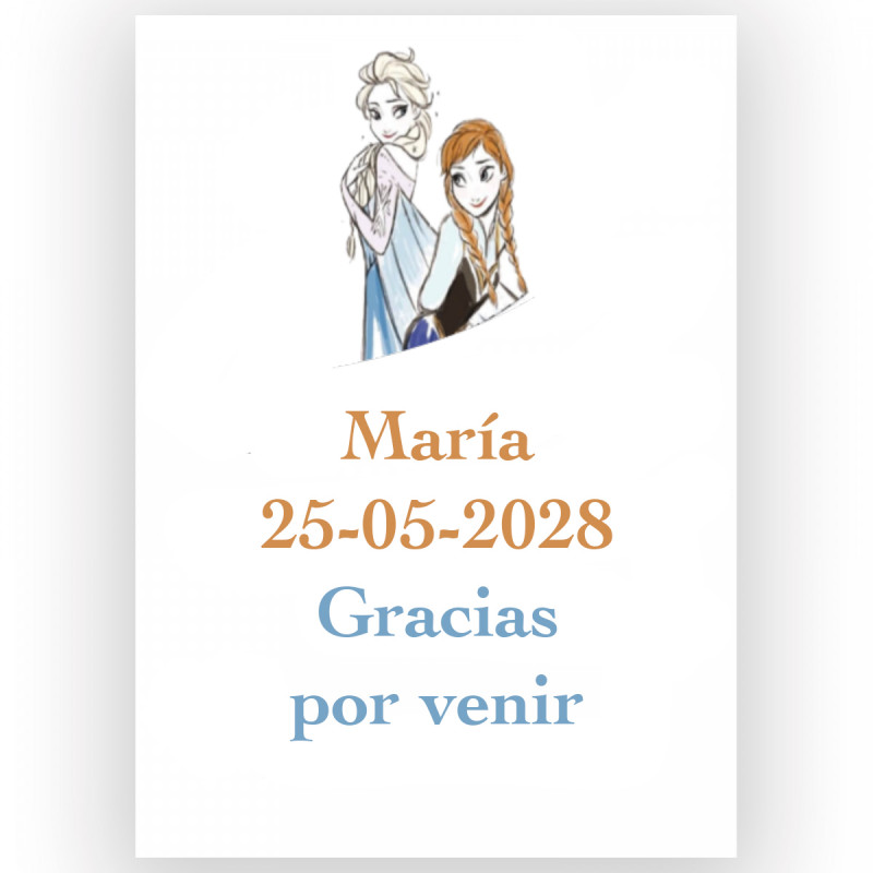 Frozen, adhesivo infantil 5x7cm personalizado
