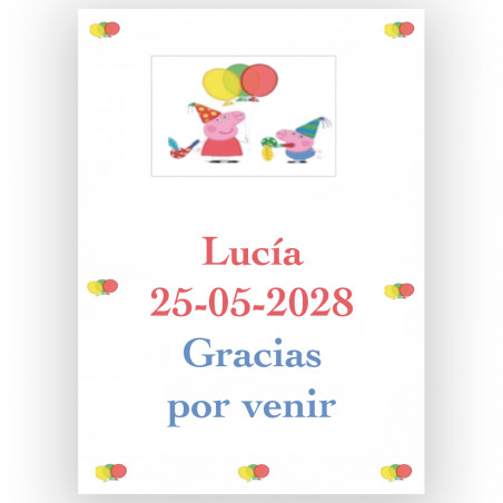 Peppa Pig, adhesivo personalizado para niños 5x7cm