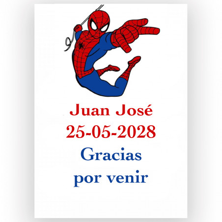 Spiderman, etiqueta adhesiva personalizada 5x7cm