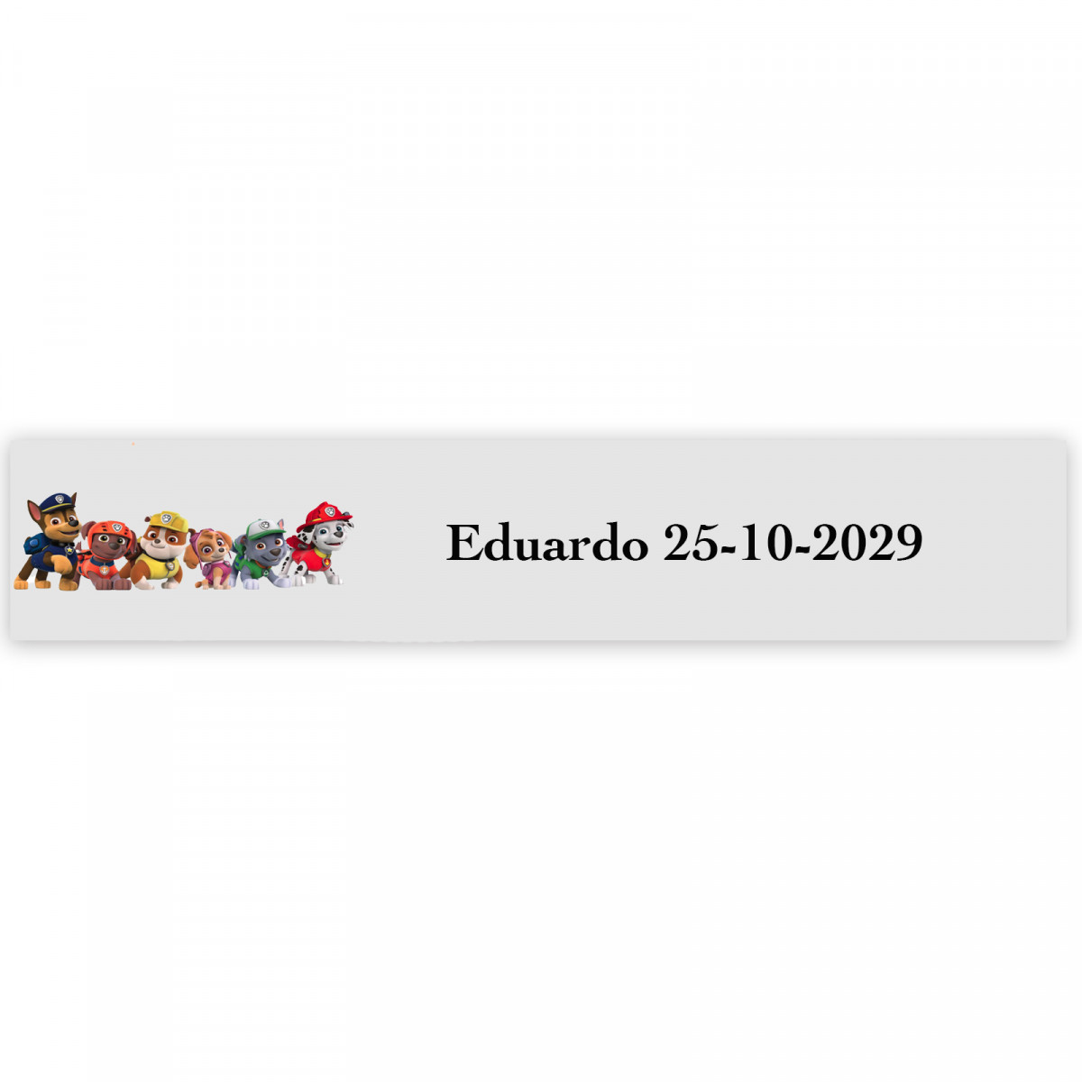 Patrulla Canina, adhesivo personalizado para eventos infantiles 5x1cm fondo transparente