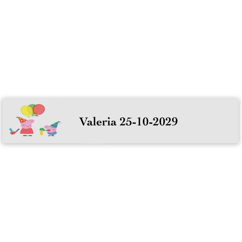 Peppa Pig, adhesivo con personalización para eventos infantiles 5x1cm transparente