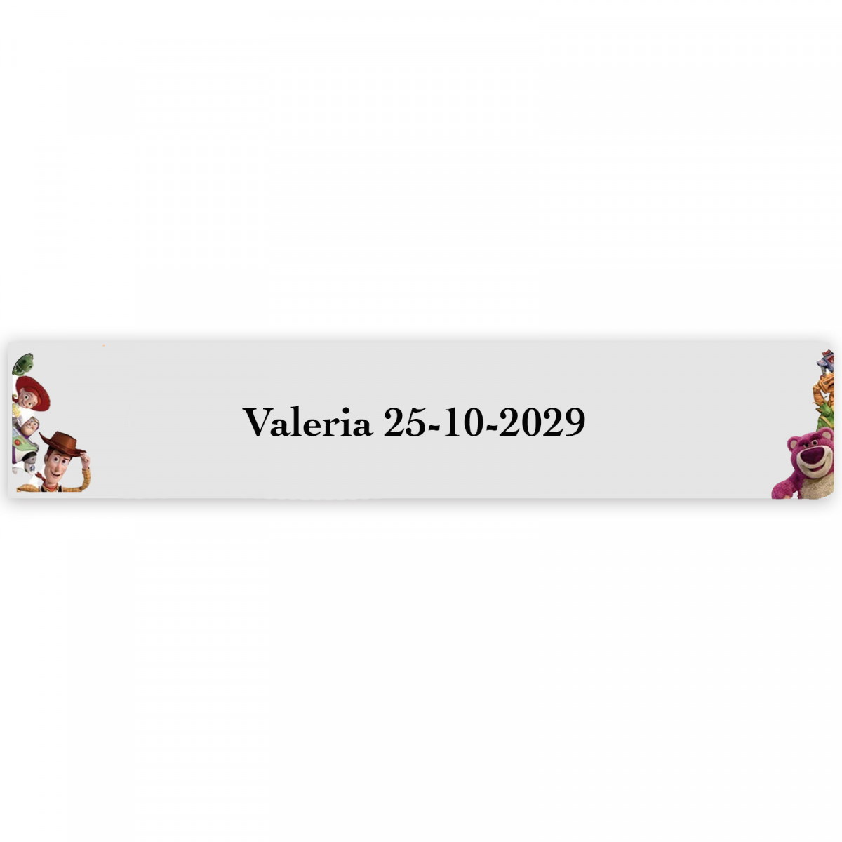 Toy Story, adhesivo 5x1cm transparente personalizado