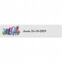 Trolls, etiqueta adhesiva 5x1cm transparente para eventos infantiles