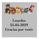 Patrulla Canina etiqueta adhesiva 5x5cm transparente para eventos infantiles