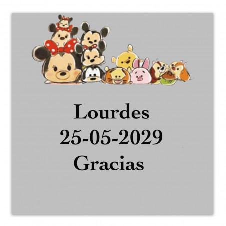 Disney, etiqueta adhesiva 5x5cm con fondo transparente para personalizar