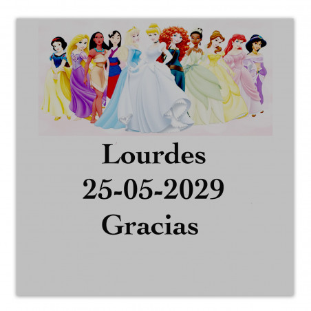 Princesas etiqueta adhesiva 5x5cm infantiles fondo transparente