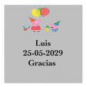 Peppa Pig etiqueta adhesiva 5x5cm transparente para fiestas infantiles