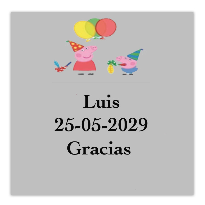 Peppa Pig etiqueta adhesiva 5x5cm transparente para fiestas infantiles